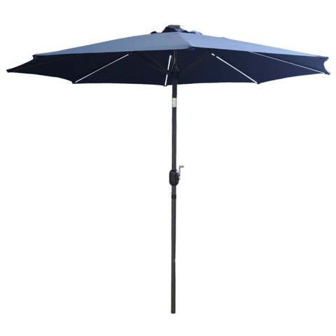Ombrelone Base Central Redondo 2,7m Alumínio com Led 8 Varetas Piscina Importway Iwobcl-270 Azul