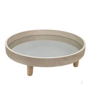 Bandeja Decorativa de Madeira com Espelho