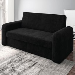 Sofá Cama Versátil 2 Lugares Veludo Selmer Preto - 6
