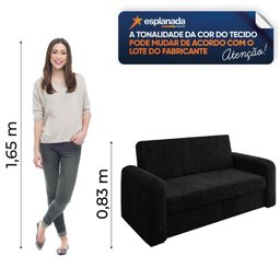 Sofá Cama Versátil 2 Lugares Veludo Selmer Preto - 2