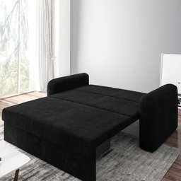 Sofá Cama Versátil 2 Lugares Veludo Selmer Preto - 5