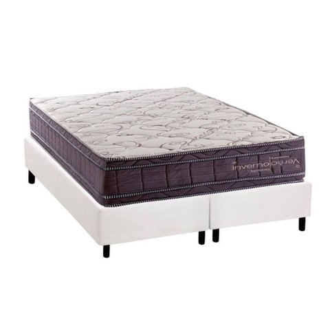 Cama Box Novo + Colchão Molas Kappesberg Ensacadas Inverno Verão + Base Crc Courano White