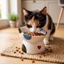 Ver imagem 2 de Comedouro Elevado Pets Cerâmica Orelhas Tigela Água e Ração