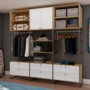 Ver imagem 1 de Guarda-Roupa Módulo para Closet Casal MDF com Metalon 3 Módulos 6 Gavetas Infinity Bege/Savana/Branc