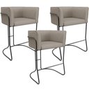 Ver imagem 1 de Kit 03 Banquetas Baixa Base de Aço Preto Betina D02 Linho Bege D-463 - Lyam Decor
