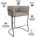 Ver imagem 7 de Kit 03 Banquetas Baixa Base de Aço Preto Betina D02 Linho Bege D-463 - Lyam Decor