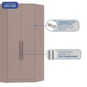 Ver imagem 7 de Guarda-Roupa Canto Closet com 2 Portas e 2 Gavetas MDF Requinte+ Marrom/Duna