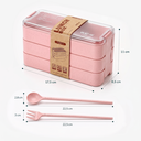 Ver imagem 2 de Marmita 3 Compartimentos c/ Talheres Kamibox Prática Fit Rosa