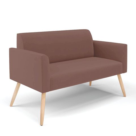 Sofá Namoradeira Pés Palito Natural Marisa Veludo D03 - D\'rossi Cor Rose