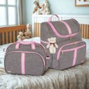 Ver imagem 1 de Kit Bolsa Maternidade 2 Peças com Mochila 2 em 1 Faixa Luxo Amor:rosa