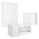 Ver imagem 1 de Quarto Infantil 4 Portas Americano e Berço Multifuncional Atlanta Branco Fosco - Reller