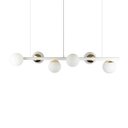 Ver imagem 1 de Lustre Pendente Figo Branco / Dourado - 6 Globos Esfera de Vidro Branco