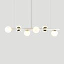 Ver imagem 2 de Lustre Pendente Figo Branco / Dourado - 6 Globos Esfera de Vidro Branco