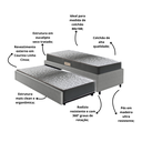 Ver imagem 4 de Bicama Box Solteiro 88x188 Courino Linho com Dois Colchões Espuma Firme Ecoflex