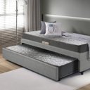 Ver imagem 3 de Bicama Box Solteiro 88x188 Courino Linho com Dois Colchões Espuma Firme Ecoflex