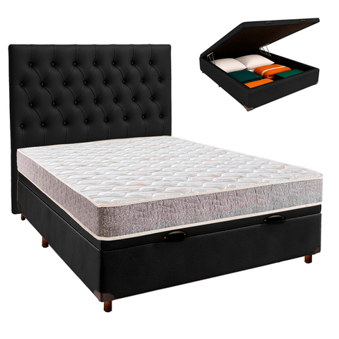 Cama + Bau Blindado e Colchão D33 Casal - D33 Inducol + Cabeceira