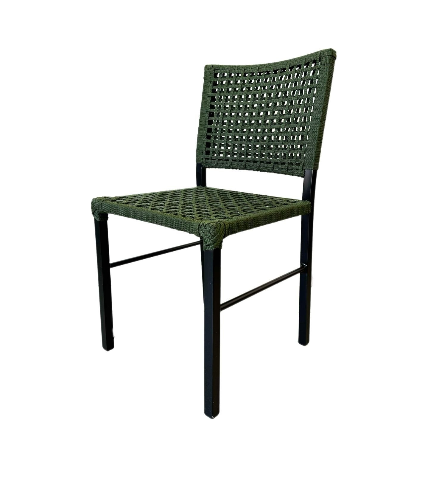 Cadeira Camila Corda Náutica e Alumínio Verde