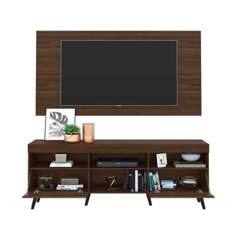 Rack com Painel Tv até 65" Espelho e Pés Retrô Multimóveis