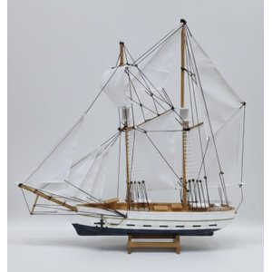 Barco Veleiro Escuna de Madeira Branco 50 Cm - 51x51cm