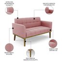 Ver imagem 3 de Sofá Namoradeira e 2 Poltronas Base Madeira Castanho Ana Suede Rosê - Ibiza
