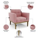 Ver imagem 5 de Sofá Namoradeira e 2 Poltronas Base Madeira Castanho Ana Suede Rosê - Ibiza