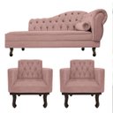 Ver imagem 1 de Kit Diva Recamier Diana 185cm Lado Esquerdo e 02 Poltronas Classic Linho - Doce Sonho Móveis RECAMIE