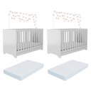 Ver imagem 1 de Kit Berço para Gêmeos 3 em 1 com Colchões Inclusos Multimóveis Mp4393 Branco
