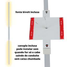 Arandela Linear Moderna Branca 1m 10w 3.000k Interna Aurora Ilunato - 3