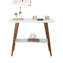 Ver imagem 2 de Aparador Davi 90x30 Tampo Mdf 30mm Pé em Madeira Branco/amadeirado