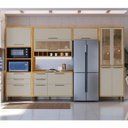 Ver imagem 1 de Cozinha Completa Modulada 100% MDF 5 Peças 11 Portas 5 Gavetas e Vidro 349cm Vicenza Espresso Móveis Bege/Amêndoa/Off White