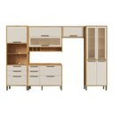 Ver imagem 2 de Cozinha Completa Modulada 100% MDF 5 Peças 11 Portas 5 Gavetas e Vidro 349cm Vicenza Espresso Móveis Bege/Amêndoa/Off White