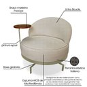 Ver imagem 7 de Poltrona Decorativa Andromeda Linho Bouclê Bege Base Giratória de Ferro - Pallazio