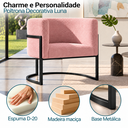 Ver imagem 2 de Poltrona Decorativa Luna Bouclé Premium para Sala Escritório Recepção Base Circular em Ferro Madeira
