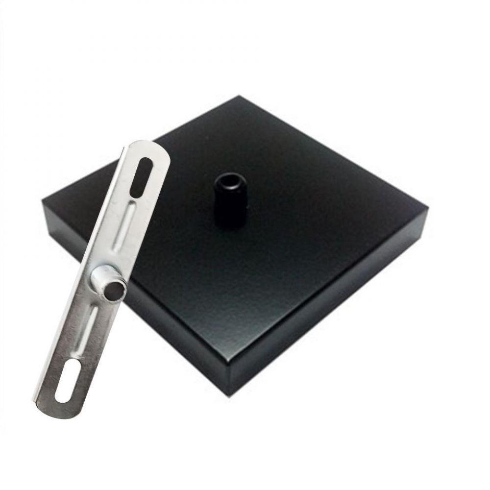 Kit 5 Canopla Lustre Pendente Quadrado 12x12x2cm Preto - 2