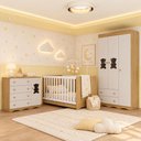 Ver imagem 1 de Quarto de Bebê Completo com Berço Americano 3 em 1 e Colchão Incluso Flor Multimóveis MP4934