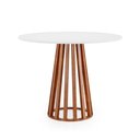 Ver imagem 2 de Conjunto Mesa de Jantar Redonda Talia Amadeirada Branca 100cm com 4 Cadeiras Estofadas Jacobsen -