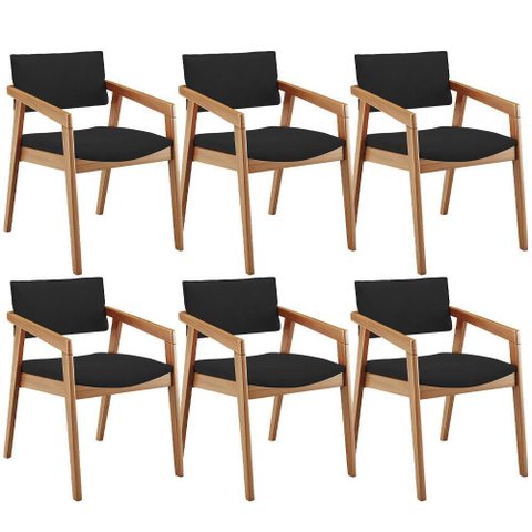 Kit 06 Cadeiras para Sala de Jantar Estar Living Giorgia B04 Suede Preto