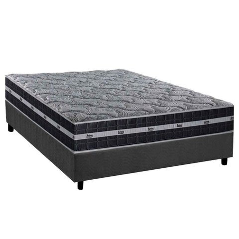 Cama Box Casal: Colchão Molas Ensacadas Black Graphite + Base Crc Suede Gray (138x188)