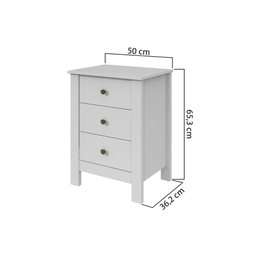 Mesa Cabeceira Infantil Maggiore C/ 3 Gavetas Amendoa/off White - Lopas - 3