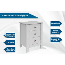 Mesa Cabeceira Infantil Maggiore C/ 3 Gavetas Amendoa/off White - Lopas - 2