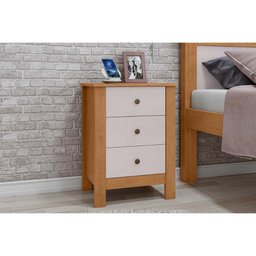 Mesa Cabeceira Infantil Maggiore C/ 3 Gavetas Amendoa/off White - Lopas - 1