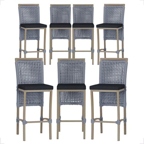 7 Banqueta em Alumínio Roma Fendi Corda Náutica Tecido 12