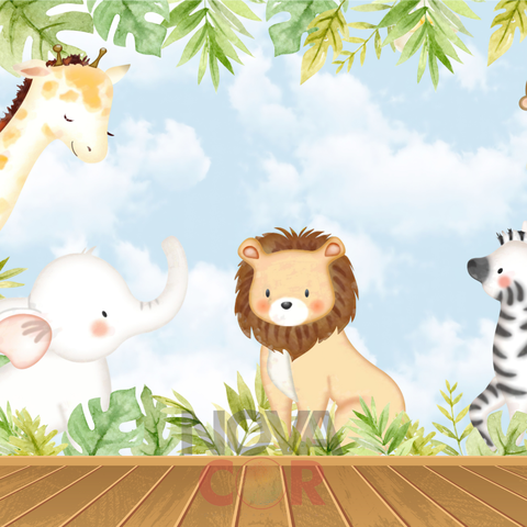 Papel de Parede Infantil Animais Safari 1m²