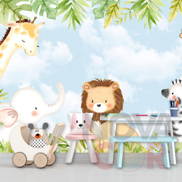 Papel de Parede Infantil Animais Safari 1m² - 3