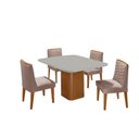 Ver imagem 2 de Mesa de Jantar Eloise 90cm Tampo Mdf Vidro Canto Copo com 4 Cadeiras Eloise Moderna Mobília