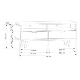 Rack para TV até 40 Polegadas 2 Gavetas Lévis Retrô Olivar - 3