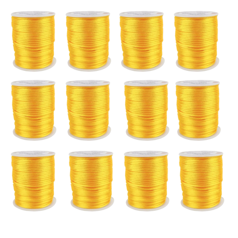 Kit com 12 Cetim Rabo de Rato 2mm Rolo com 50 M Dourado