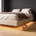 Ver imagem 7 de Cama Box King Osaka Flutuante Estilo Japonesa 193x203 Base Estofada Linho Bege - Abmaza