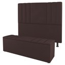 Ver imagem 1 de Kit Cabeceira e Baú Cama Box Queen Size Grace 160cm Suede Marrom - Desk Design