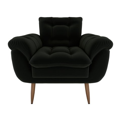 Poltrona Decorativa Xangai 1 Lugar Veludo Inca Preto - Matrix